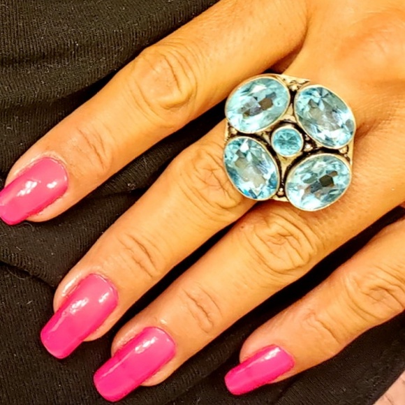 Jumbo 33 Carat Blue Topaz Sterling Silver Ring